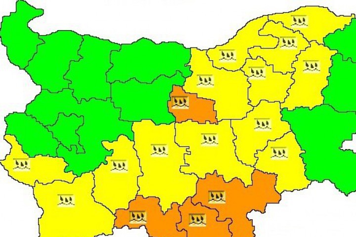 Предупреждението е в сила за областите Габрово Смолян Кърджали и